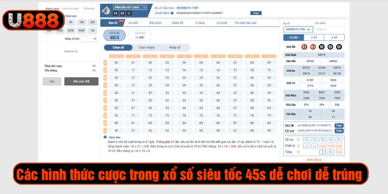 Các hình thức cược trong xổ số siêu tốc 45s dễ chơi dễ trúng 