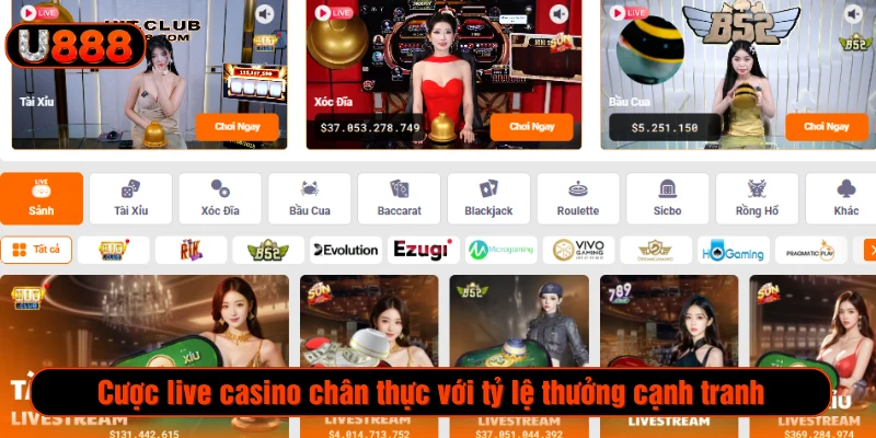 Trải nghiệm kho game casino live hấp dẫn, chân thực  
